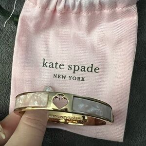 Kate Spade New York 'Hole Punch Spade Hinge Bangle' Pearl Bracelet